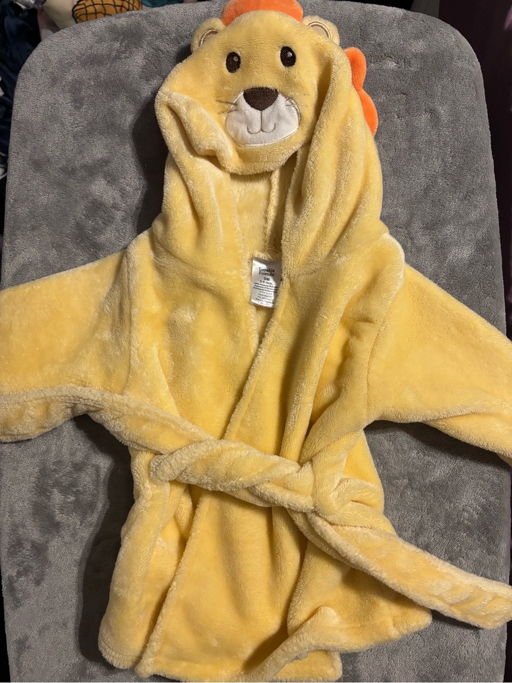 Luvable Friends Soft Yellow Plush Hooded Robe with Mane Detail